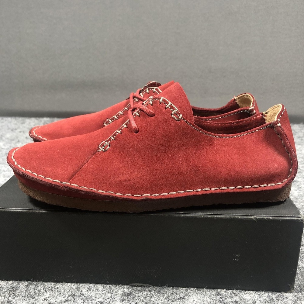 Clarks Ashton Originals Shoes Mens 7 Red Suede Crepe Sole Lace Up Casual Oxfords - Picture 7 of 16